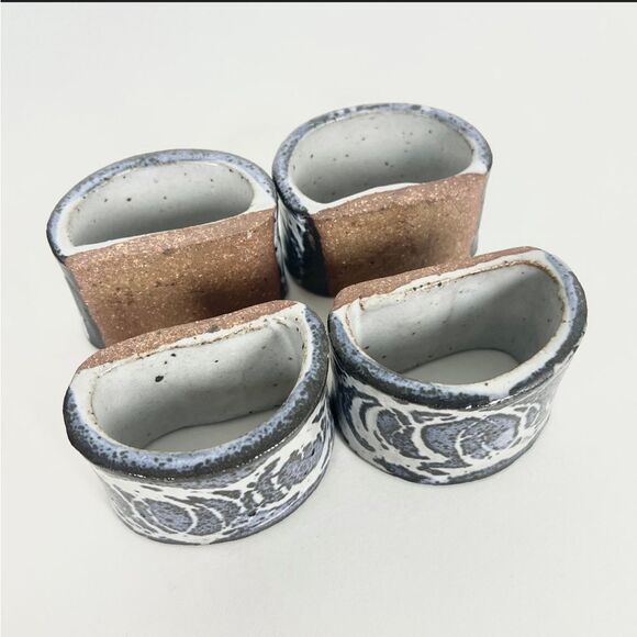 Set of 4 Hand Made Ceramic Napkin Rings - Picture 4 of 6